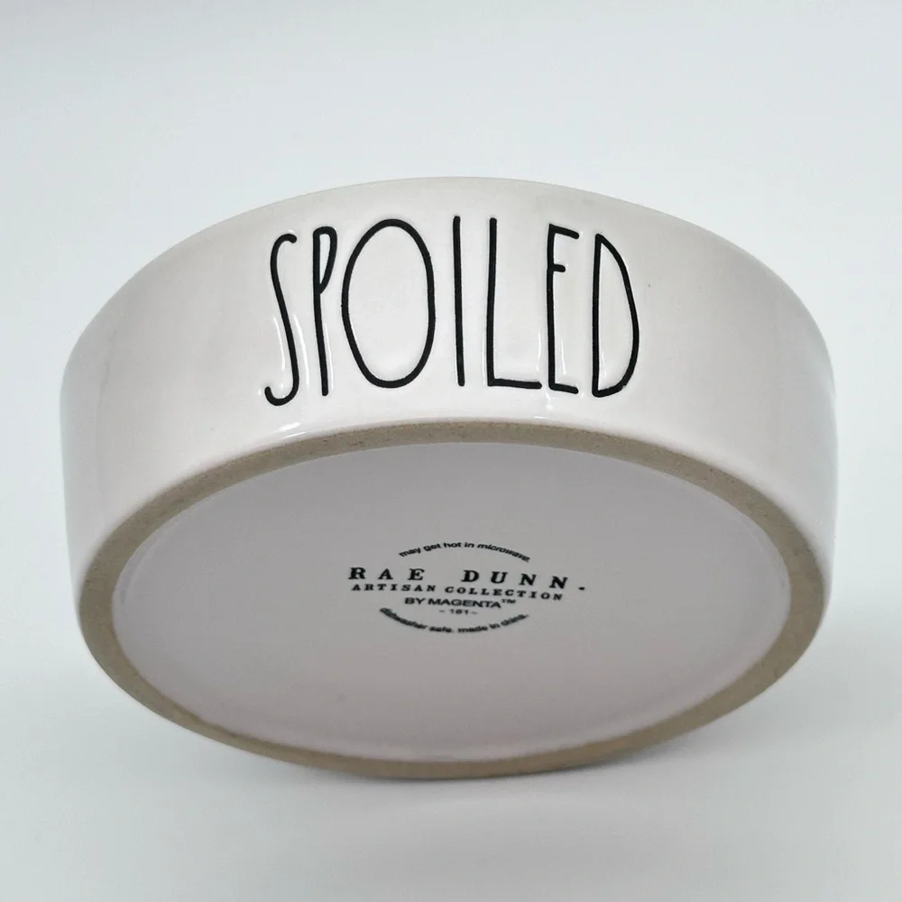 Rae Dunn Pet SPOILED Small Dog/Cat Ceramic Bowl Feeder